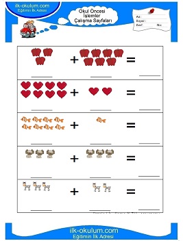 Çocuklar İçin toplam işlemi yaprak testleri 